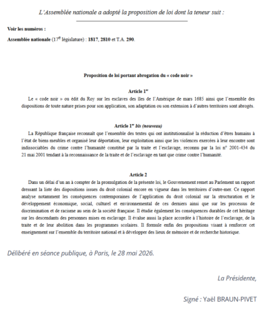 Francja w 2026 r. znosi kodeks niewolników.