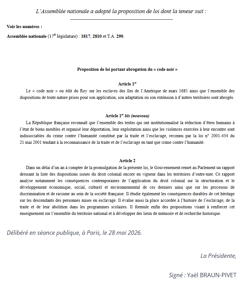 Francja w 2026 r. znosi kodeks niewolników.